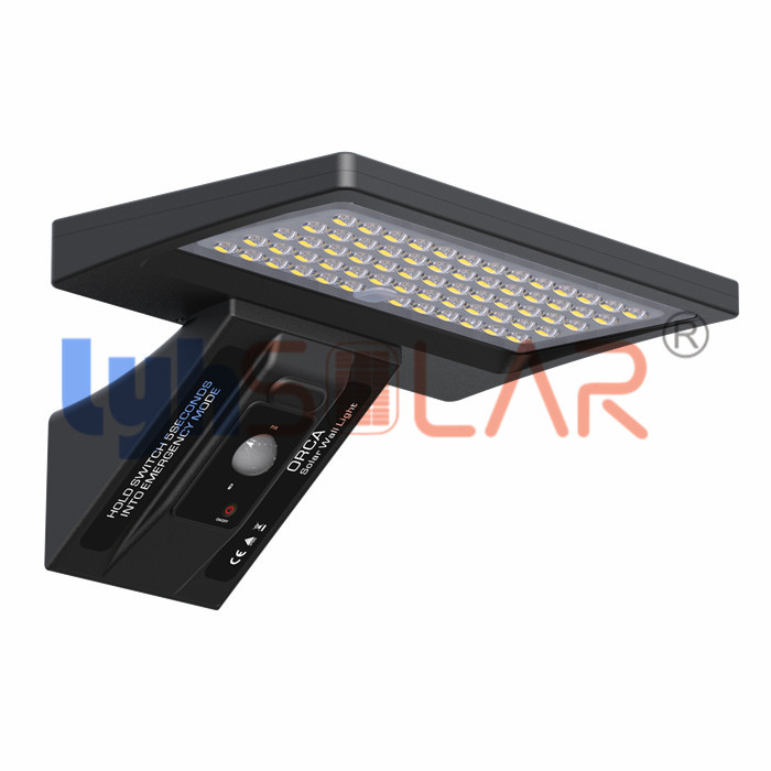 Le capteur solaire résistant à l'eau allume le capteur de mouvement extérieur 5W avec 64pcs LED lumineuses élevées